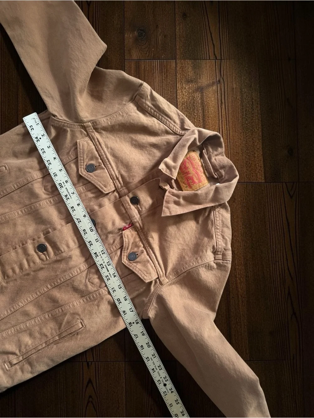 Levi’s Trucker Jacket Mens Small Tan Khaki Denim Jean Jacket Cotton Classic